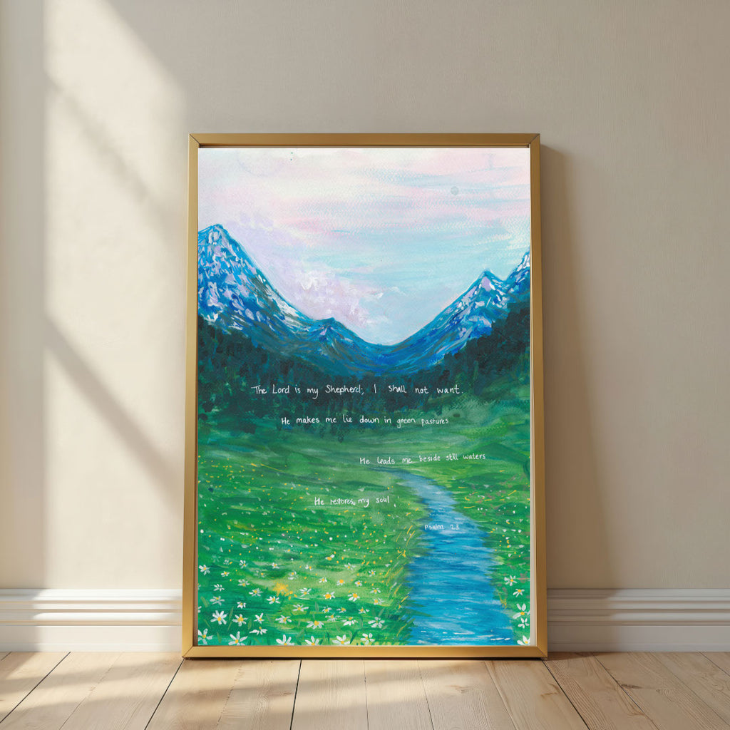 Psalm 23:1-3 Fine Art Print Painted