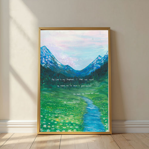 Psalm 23:1-3 Fine Art Print Painted
