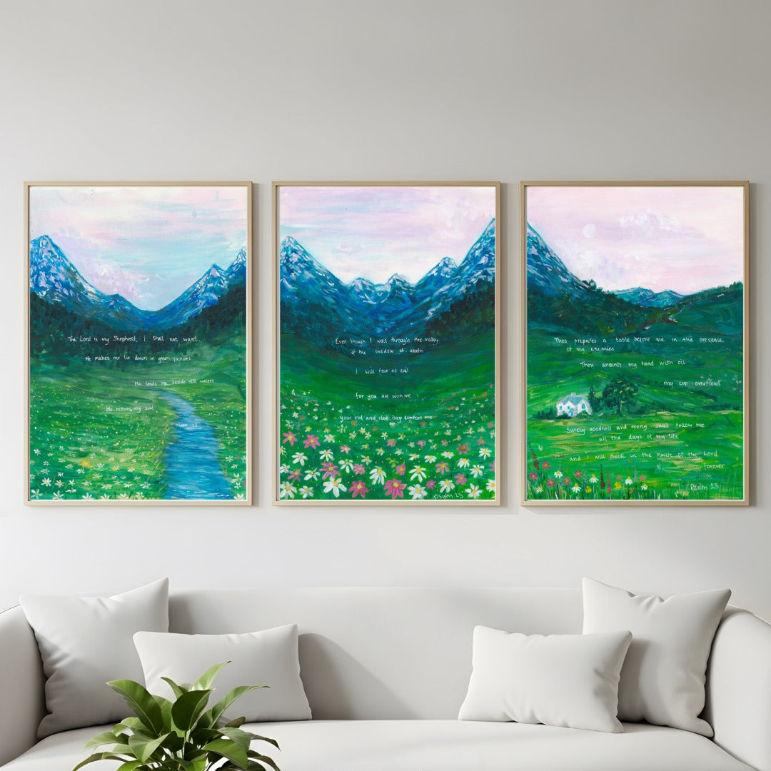 Psalm 23:1-3 Scripture Art Print