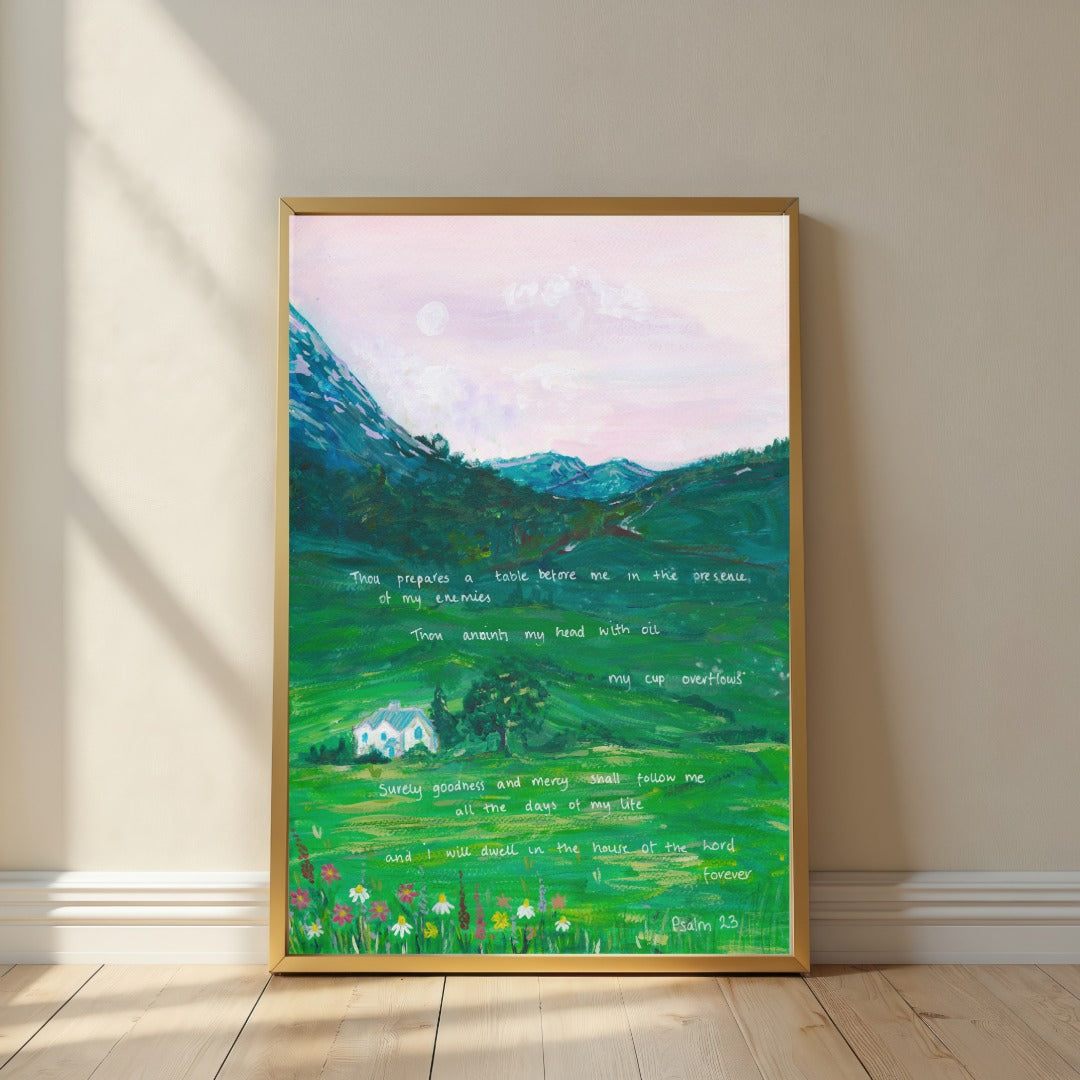 Psalm 23:5-6 Scripture Art Print
